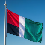 Bendera Uni Emirat Arab yang berkibar di Dubai.(freepik)