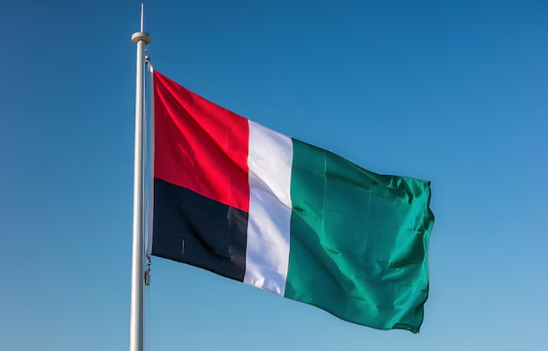 Bendera Uni Emirat Arab yang berkibar di Dubai.(freepik)