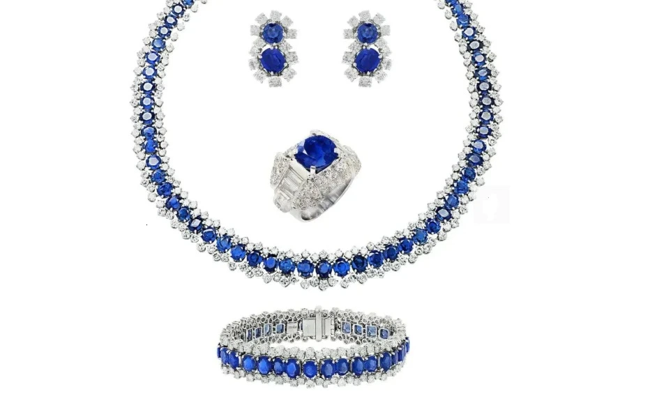 koleksi eksklusif Burma No Heat Sapphire Jewelry Suite 