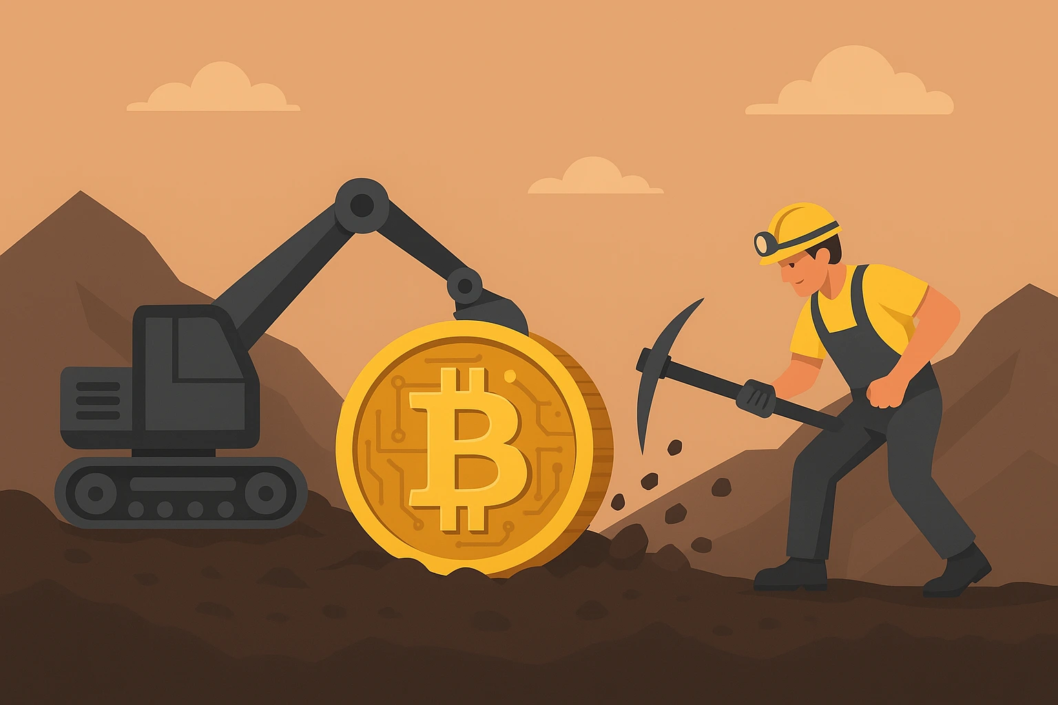 Ilustrasi pertambangan Bitcoin