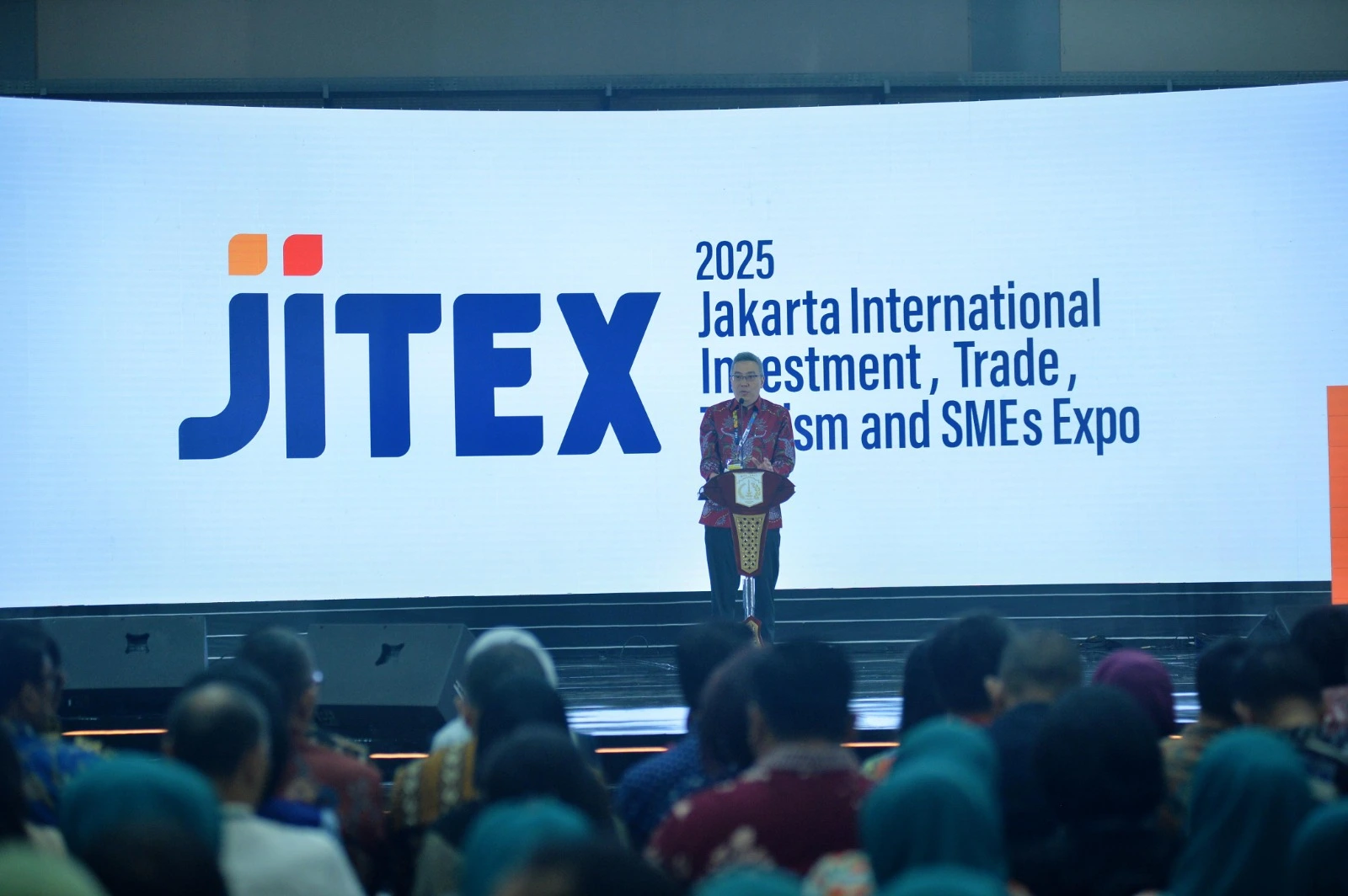 Ketua Umum HIPPINDO, Budihardjo Iduansjah memberikan sambutannya dalam ITEX 2025 di JICC, Jakarta.