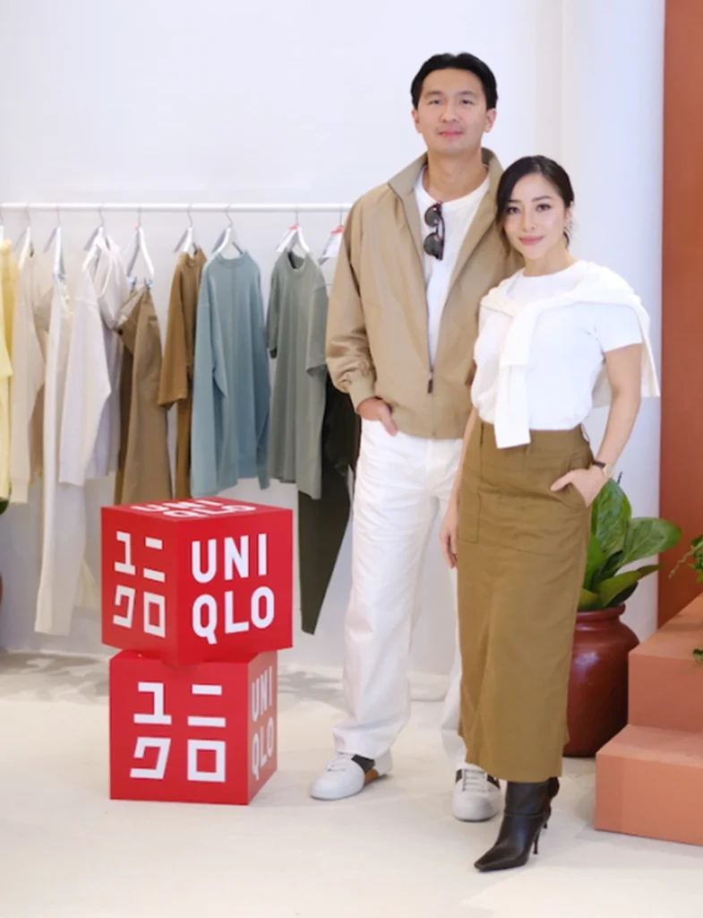 Indra Priawan dan Nikita Willy dalam outfit koleksi terbaru Uniqlo.