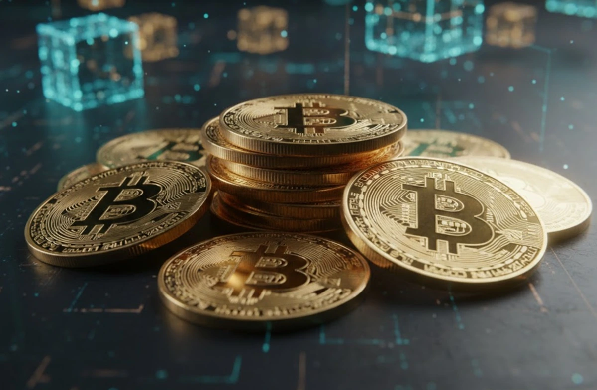 Tumpukan koin Bitcoin