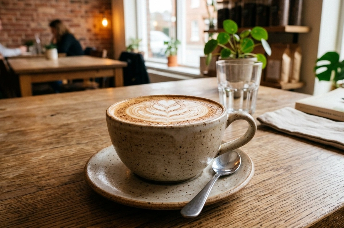 A glass of coffee latte