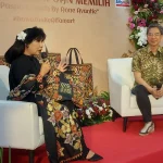 Anne Avante dalam konferensi pers "Ketika Perempuan Memilih" Tas Puspa Kinasih by Anne Avantie, Rabu (22/4/2026).