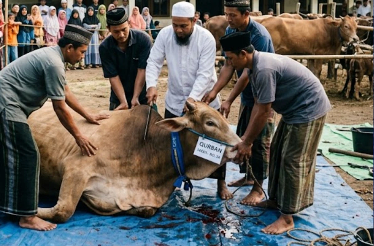 Pemotongan hewan kurban.