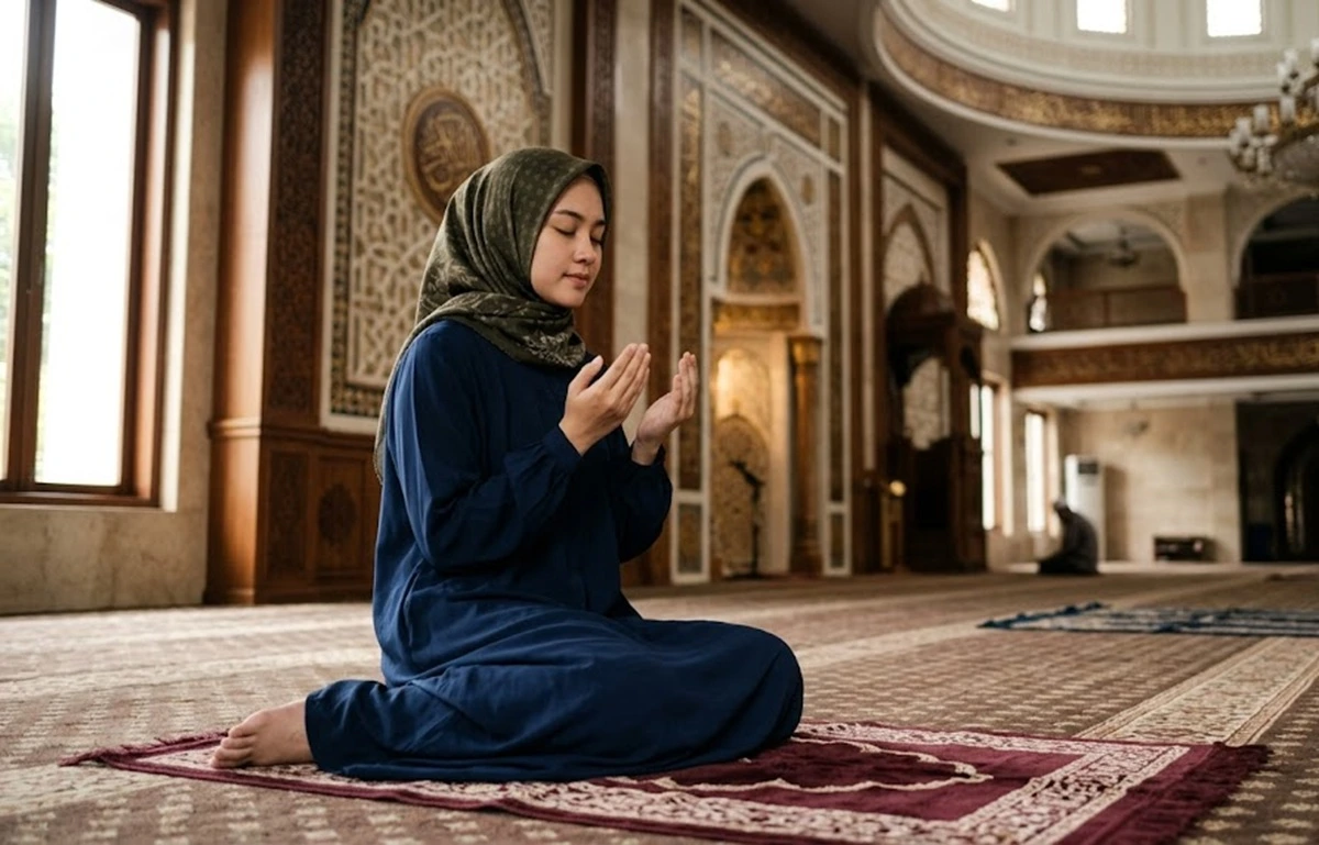 Wanita Muslim tengah berdoa