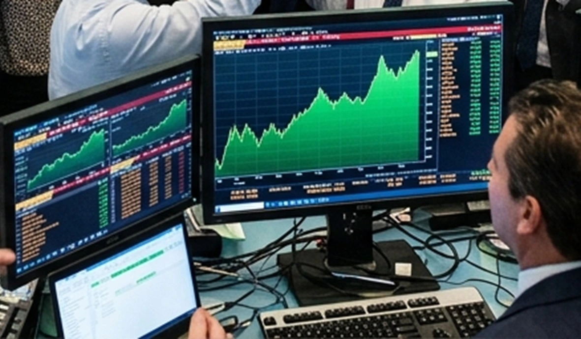 Ilustrasi pergerakan kenaikan harga di pasar saham.