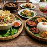 Makanan khas Betawi, terdiri dari soto, nasi uduk hingga semur jengkol, serta selendang mayang.
