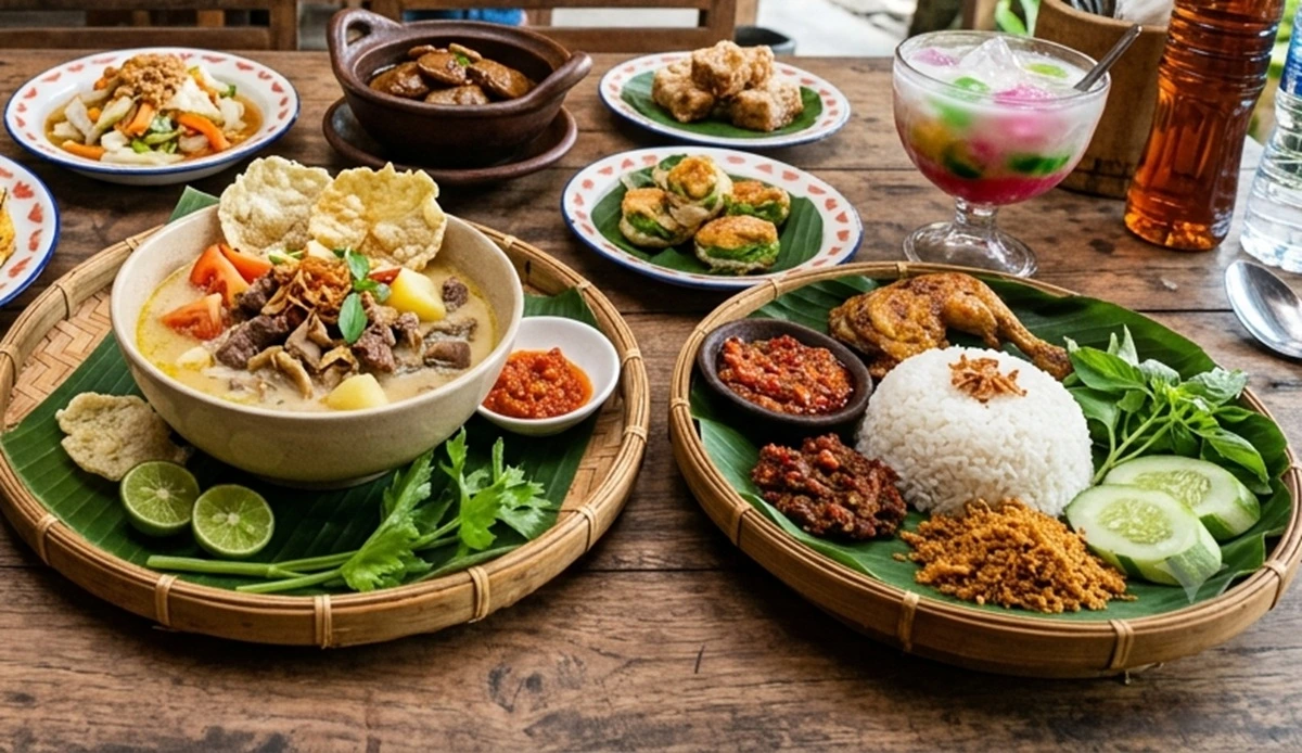 Makanan khas Betawi, terdiri dari soto, nasi uduk hingga semur jengkol, serta selendang mayang.