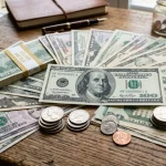 Tumpukan uang Dolar AS atau USD.
