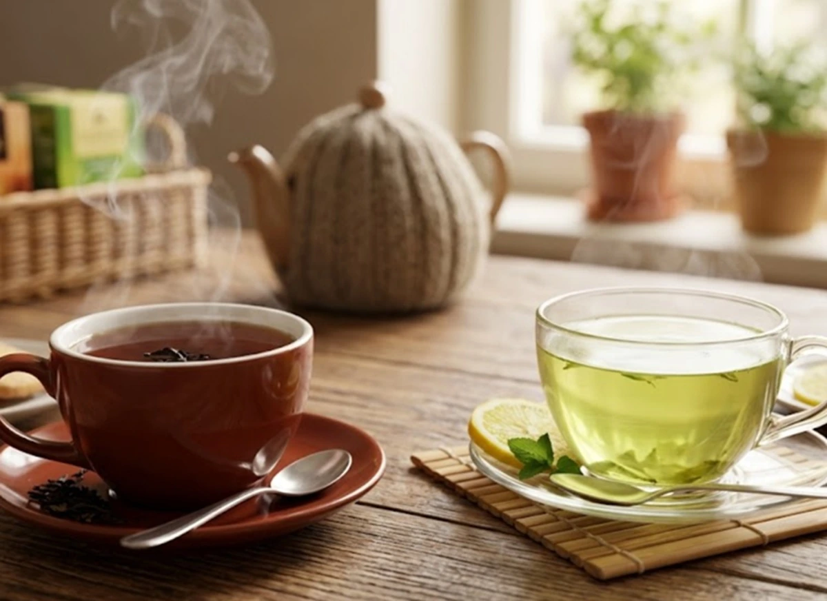 teh hijau dan black tea