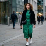 Fashionable dengan dress dari polyester.