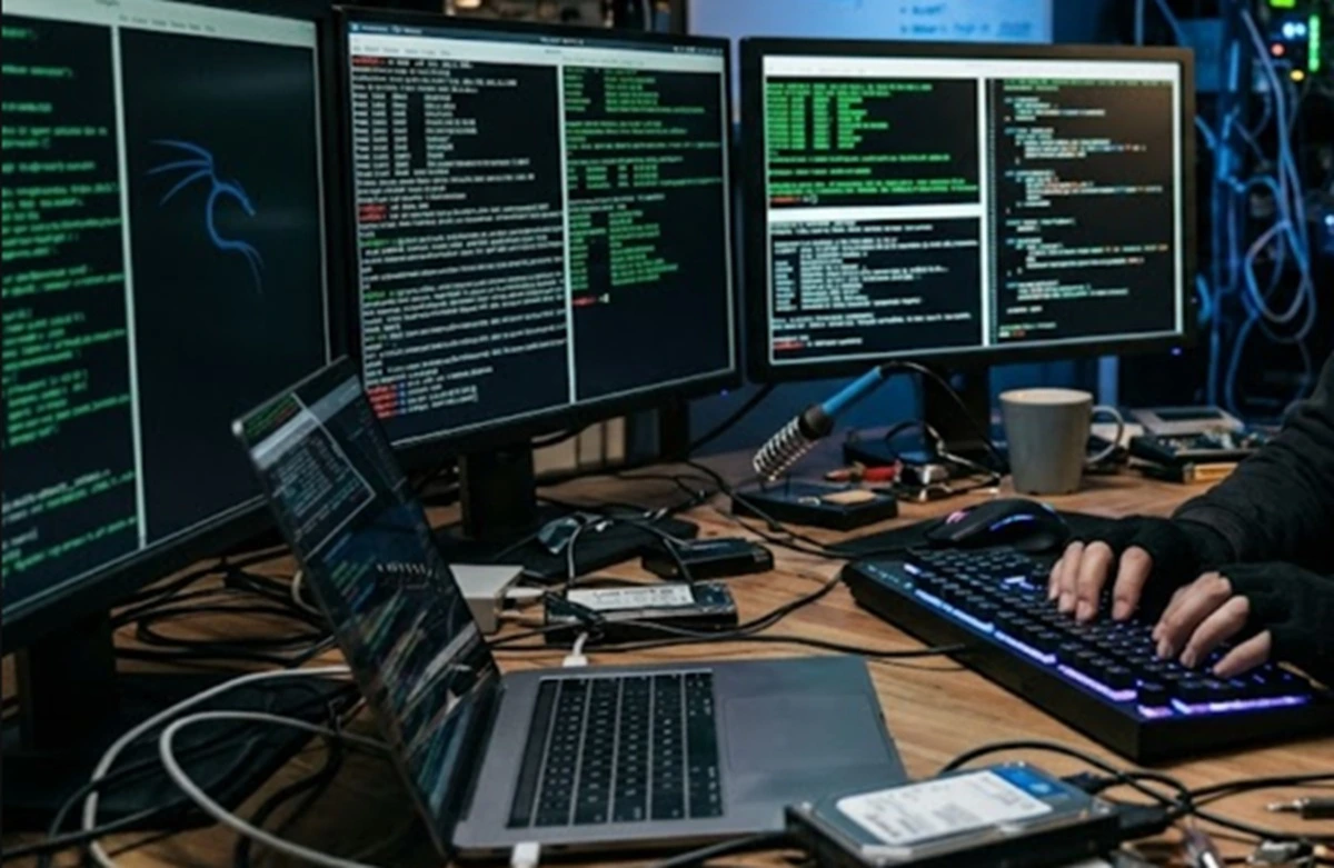 Ilustrasi hacker tengah bekerja.
