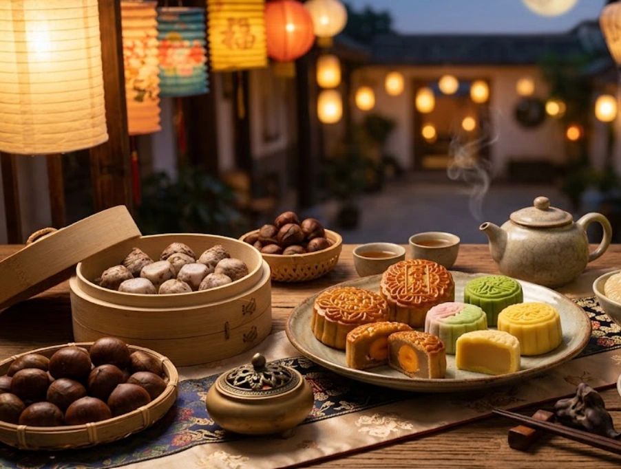 Makanan yang tersaji saat Mid-Autumn Festival.