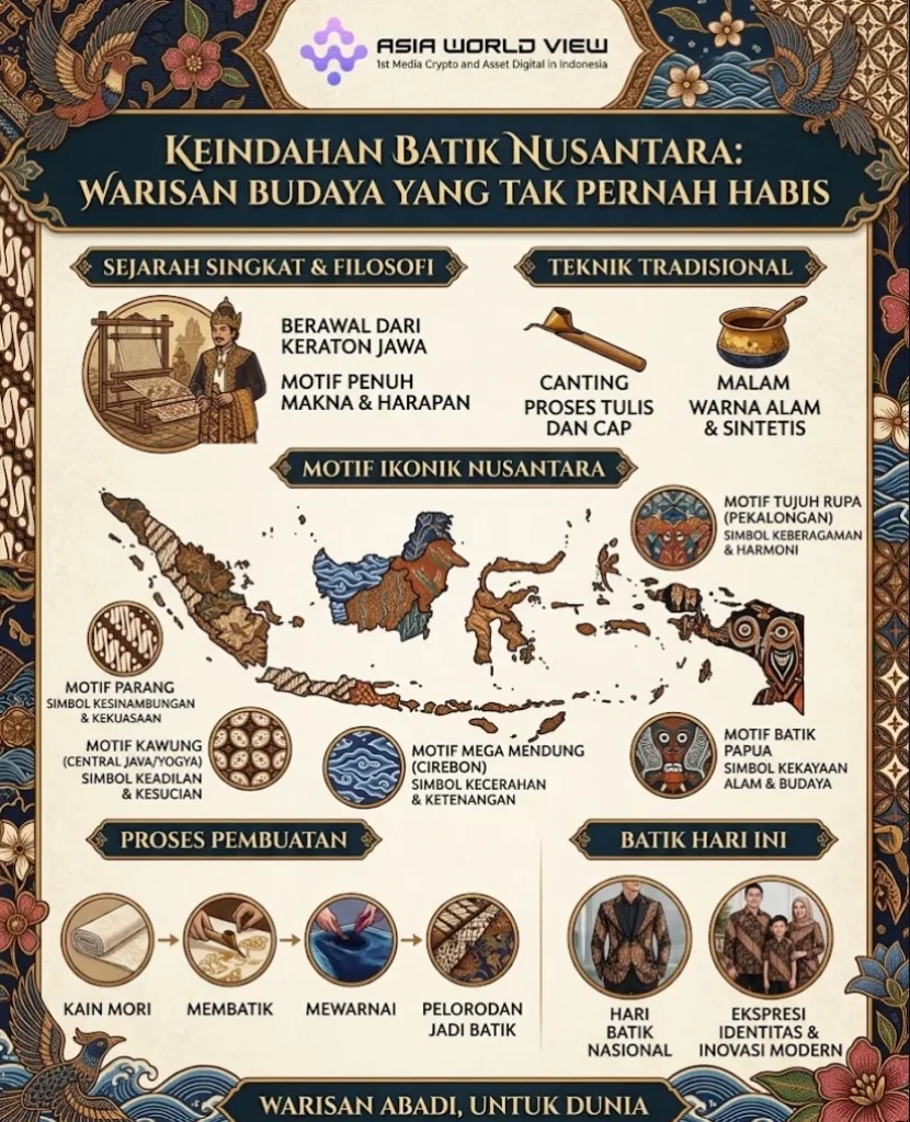 Infografis ragam batik di Nusantara.
