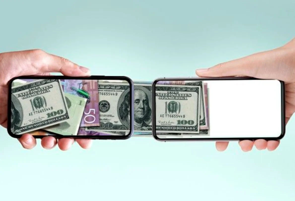 Transfer uang Dolar.